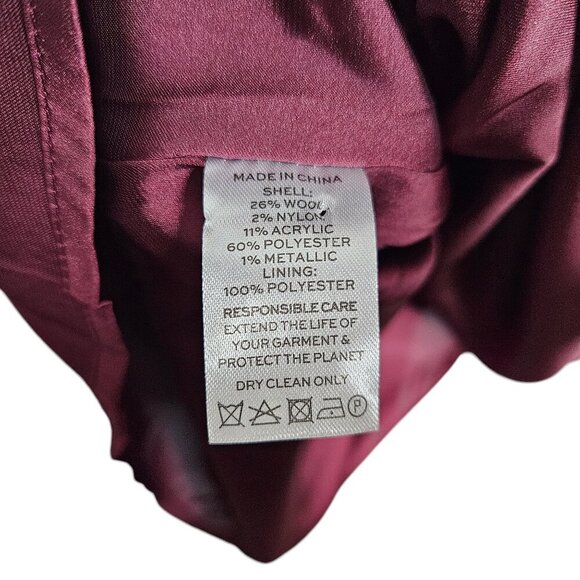 Hill House Bennett Mini Dress Burgundy Red Tweed Square Neck Size XL - Picture 10 of 12